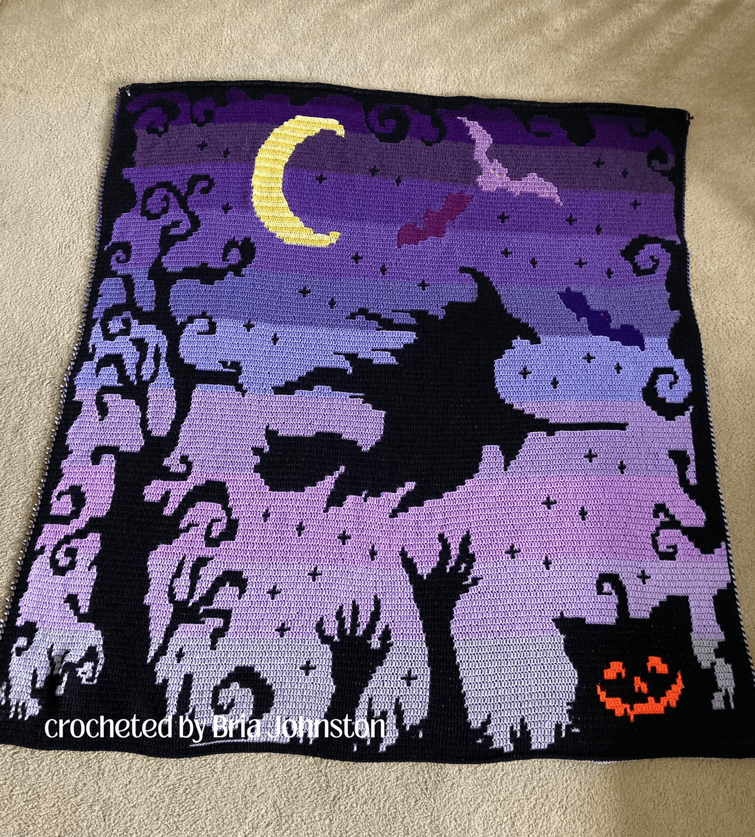 Haunted Witch Forest Afghan, Overlay Mosaic Crochet Pattern Haunted Witch Forest Afghan, Overlay Mosaic Crochet Pattern